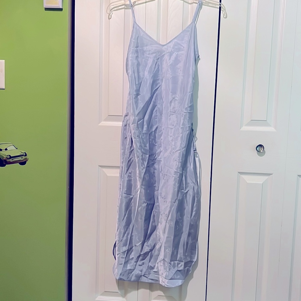 Baby blue satin sexy night gown in sizes M